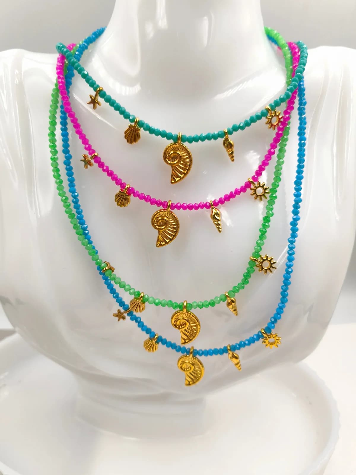Necklace with Crystals and Gold-Plated Details by Magis Handmade Jewels