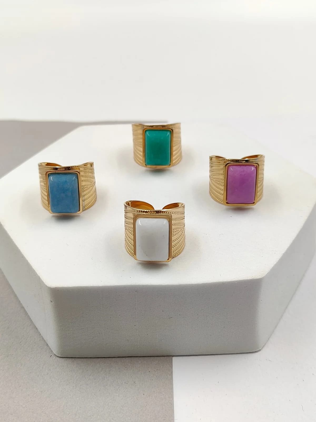 Stainless Steel Ring with Nephrite Jade Stone by Magis Handmade Jewels