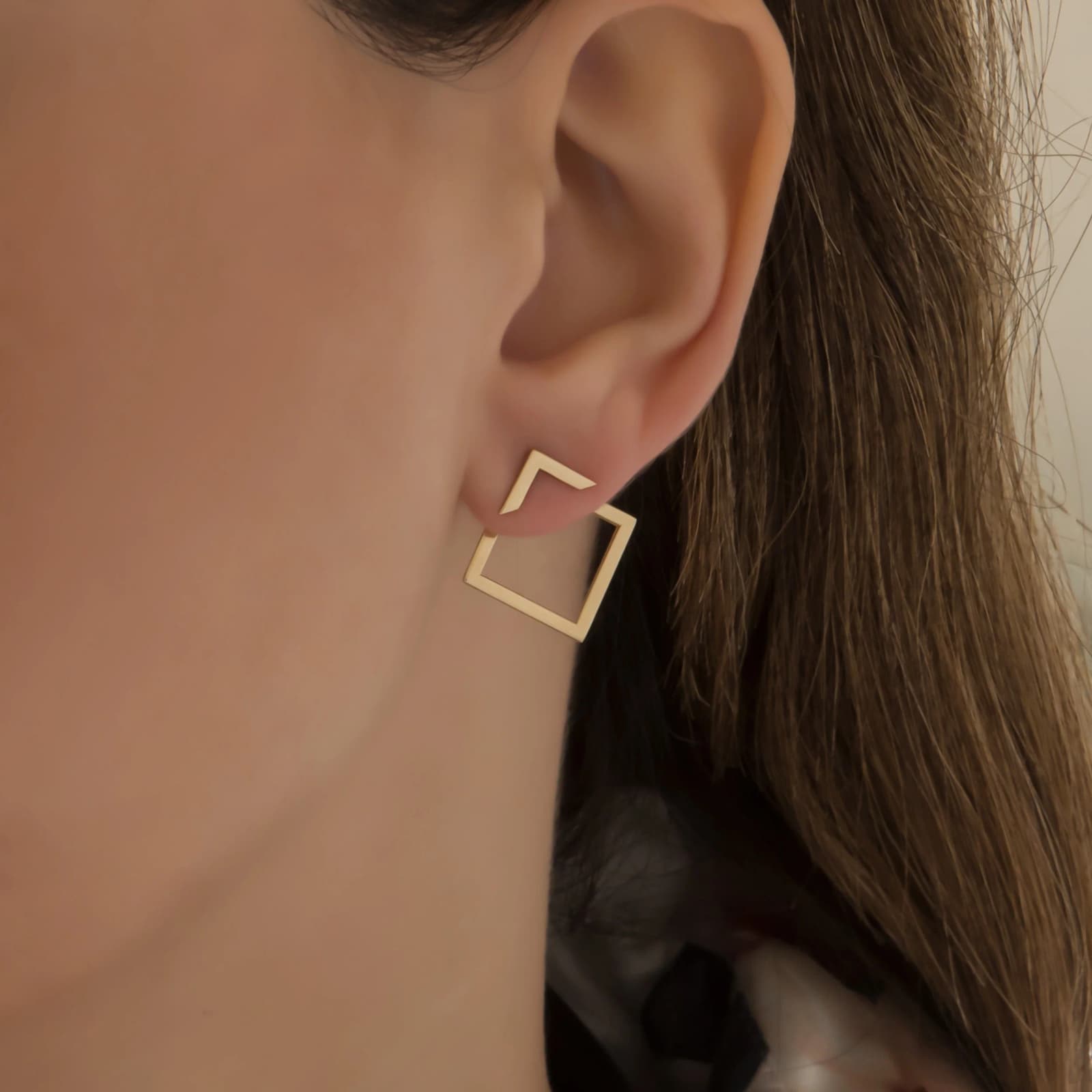 Gold Rhombus Ear Jacket Studs β Earrings from AntEva Crafts