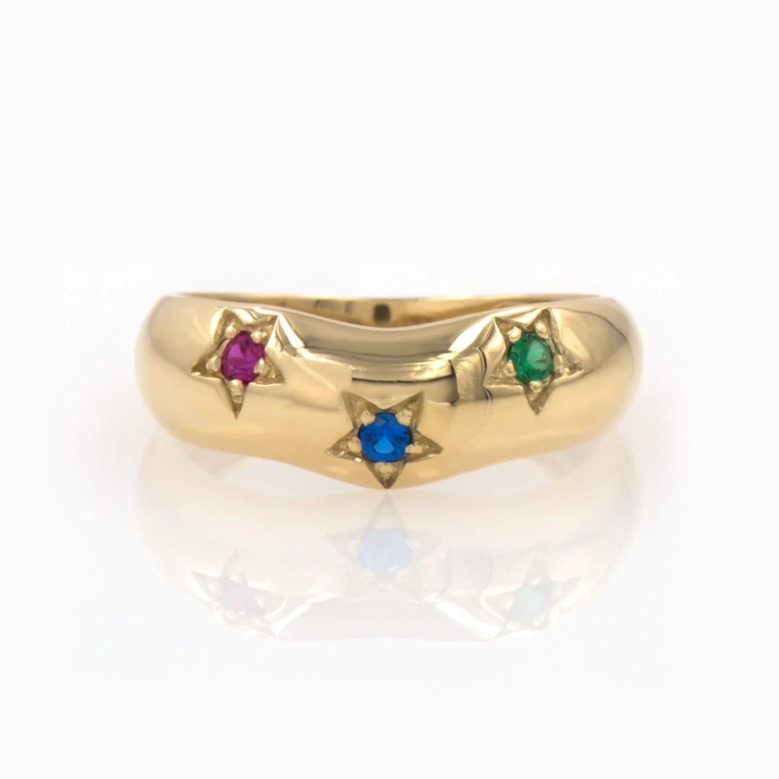 North Star Birthstone Ring with 3 Gems — Rings from AntEva Crafts