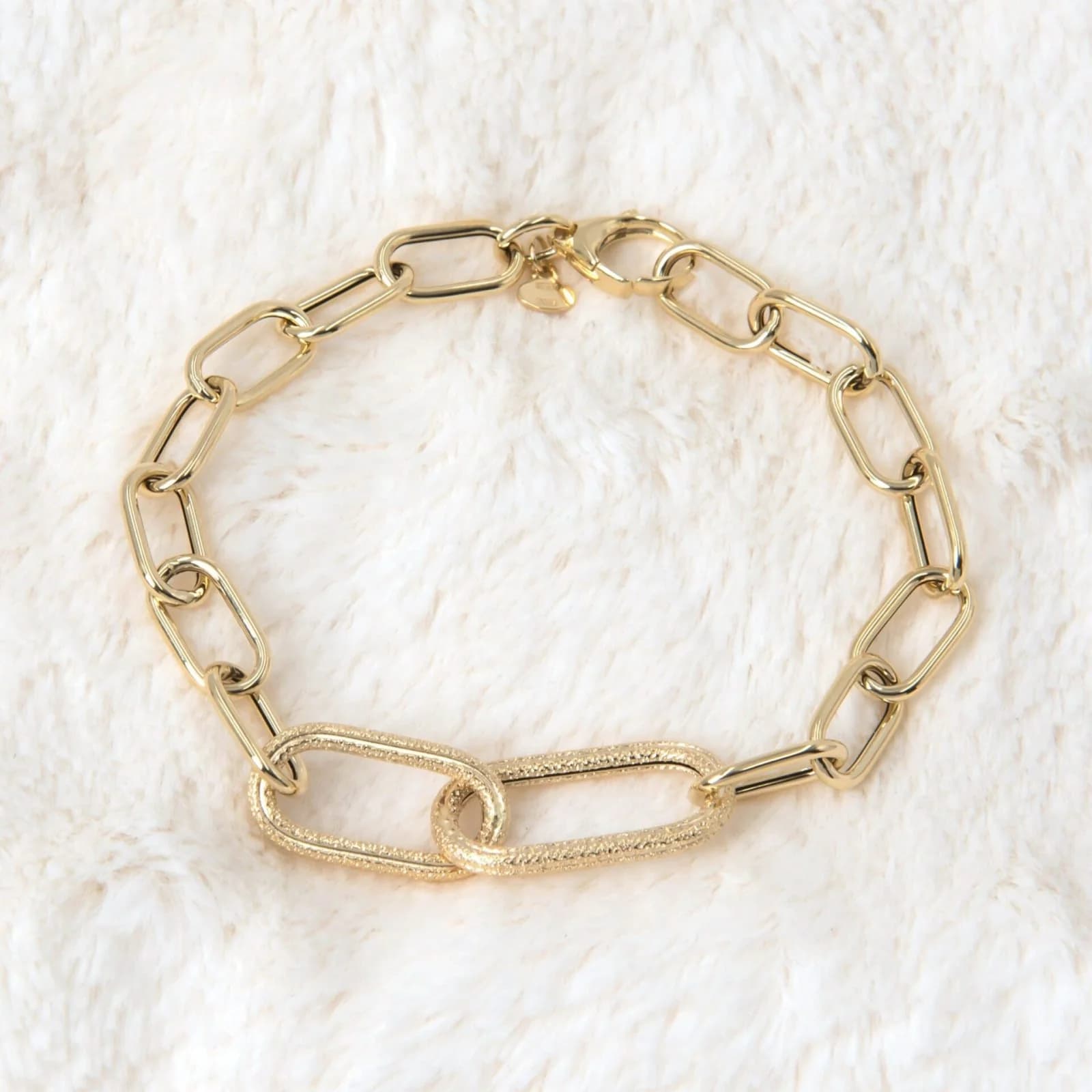 Oval Link Elongated Bracelet with Bright-Matte Finish β Bracelets from AntEva Crafts