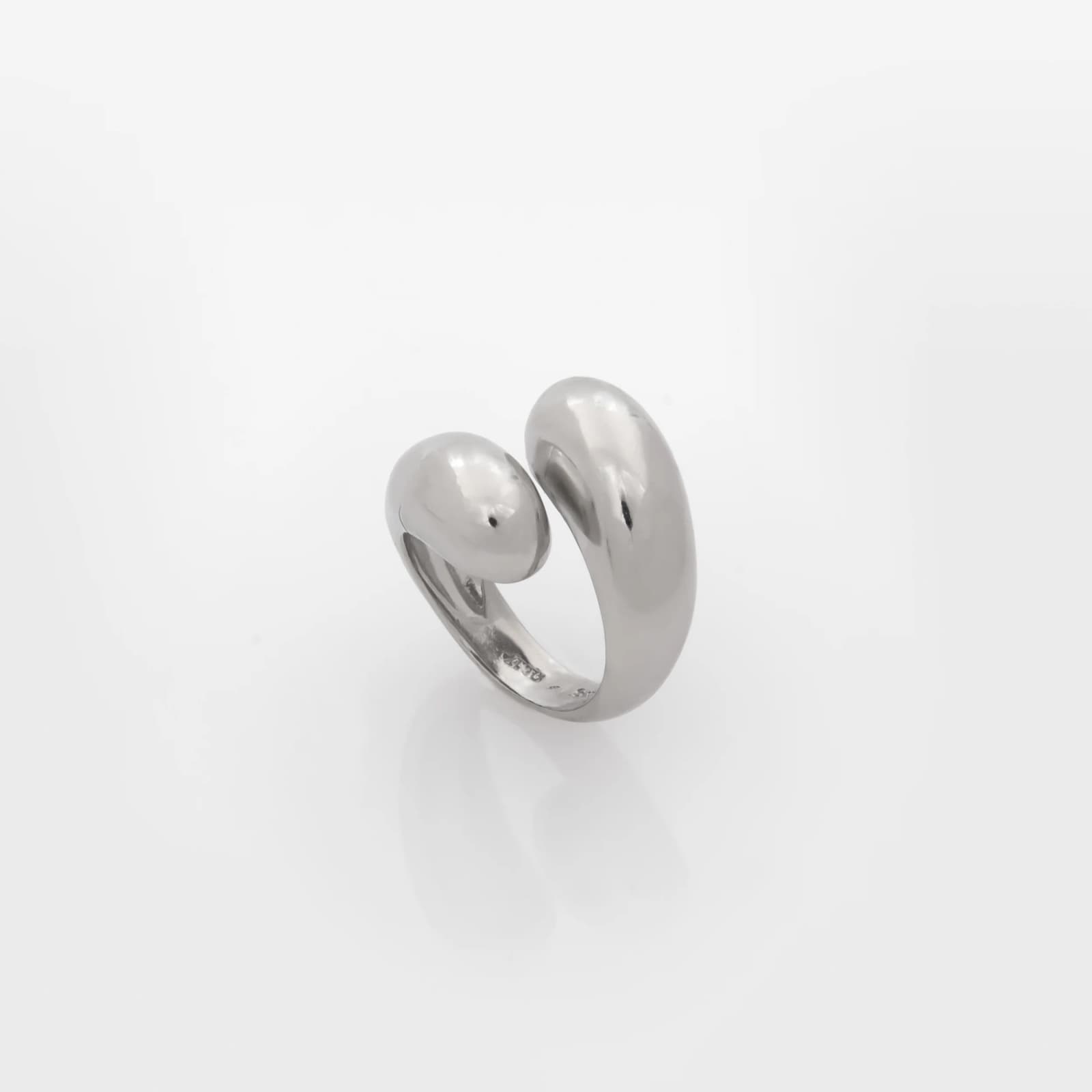 Silver Bypass Ring with Open Dome Design — Rings from AntEva Crafts