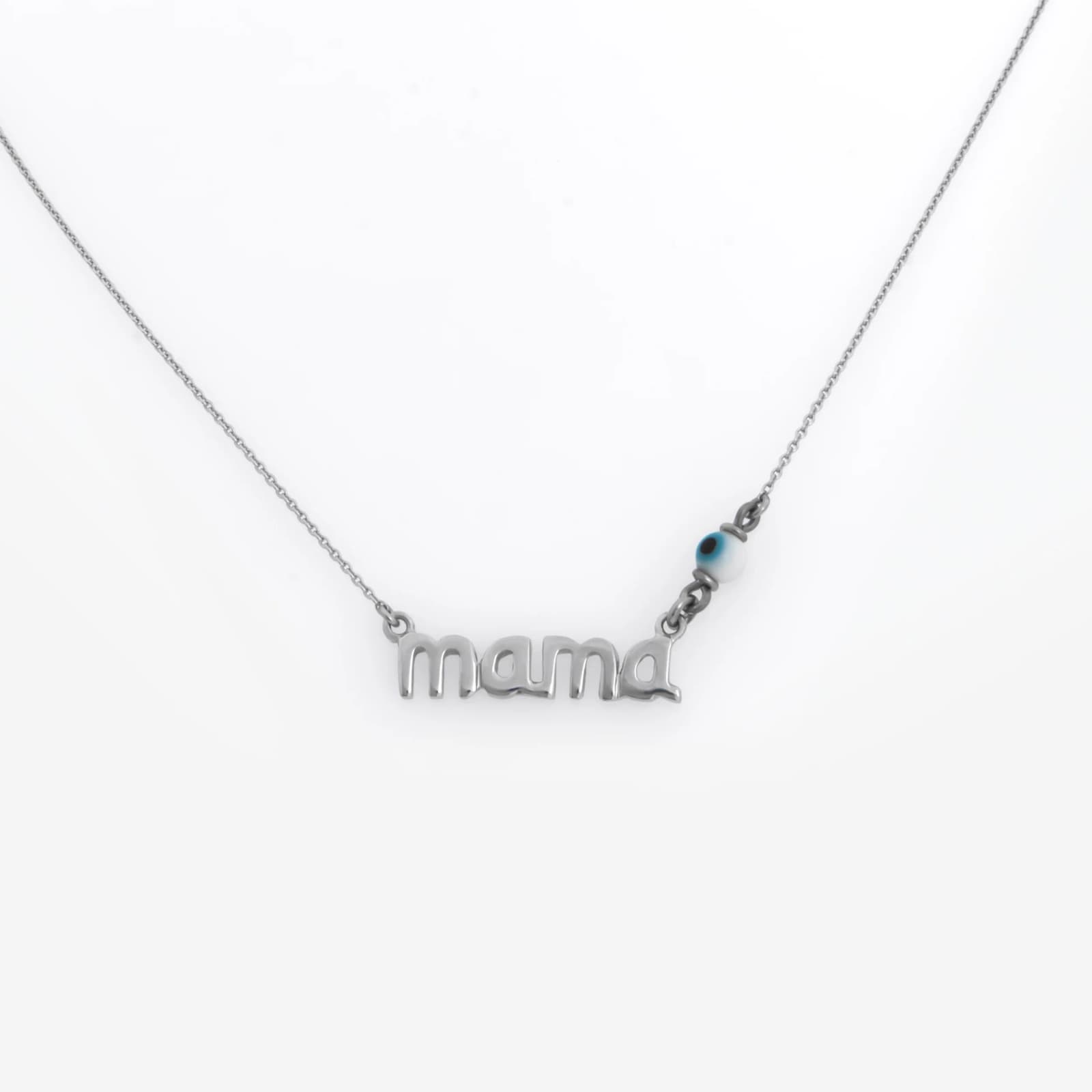 Silver Evil Eye Mama Necklace — Necklaces from AntEva Crafts