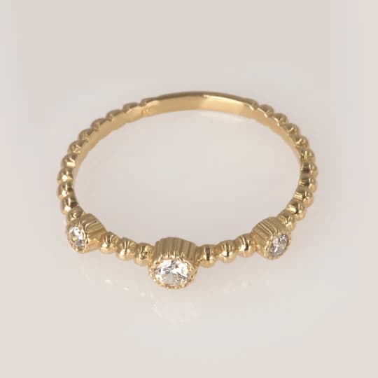 Beaded Milgrain Ring with Diamonds — Rings from AntEva Crafts