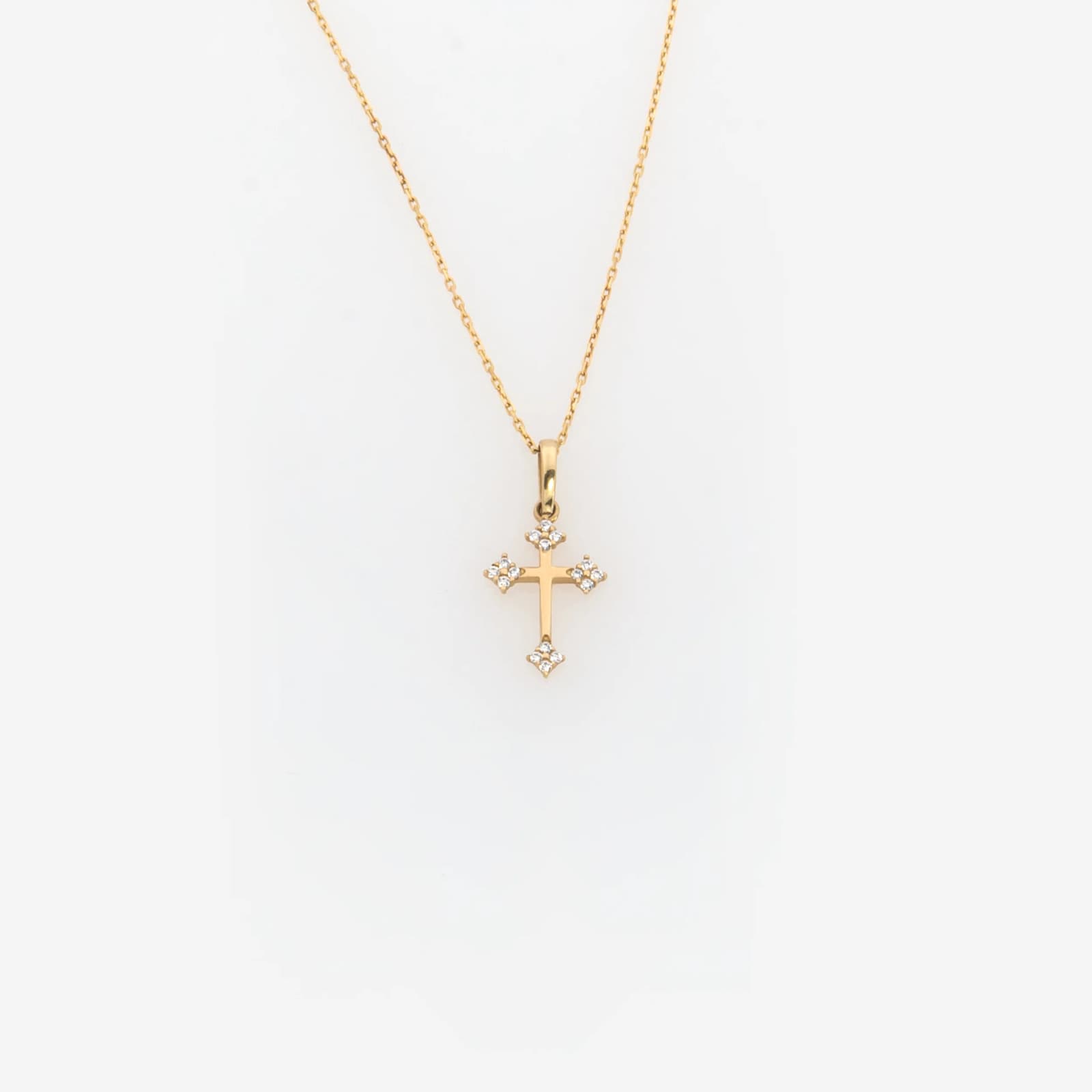 Solid Gold 14k Cross Necklace with Petal Ends β Necklaces from AntEva Crafts