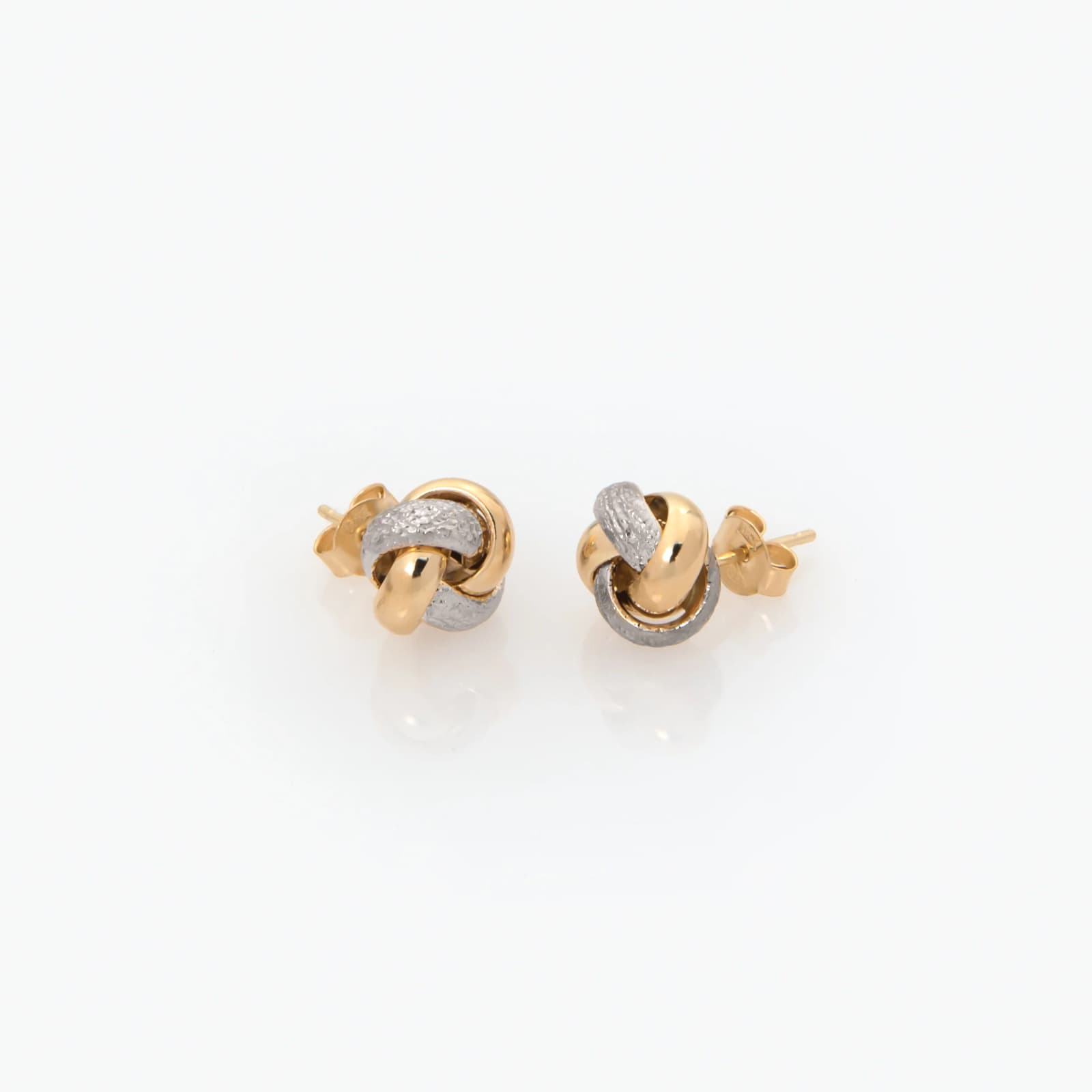 Two-Tone Knot Stud Earrings — Earrings from AntEva Crafts