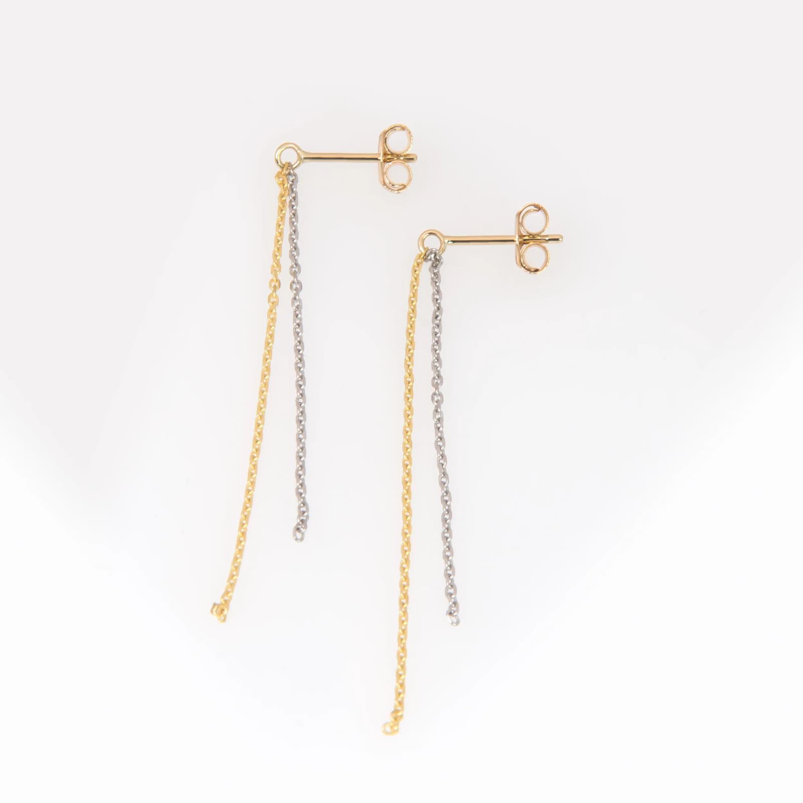 14K Two-Tone Threader Earrings β Yellow & White Gold Chain Earrings β Earrings from AntEva Crafts