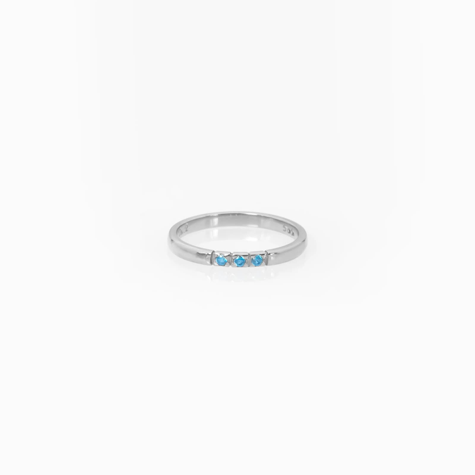 White Gold Delicate Birthstone Ring with 3-5-7 Gems — Rings from AntEva Crafts
