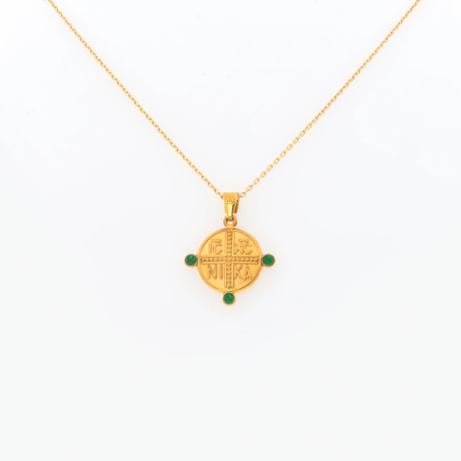 Christian Coin Double Sided Necklace with 3 colored CZ β Necklaces from AntEva Crafts