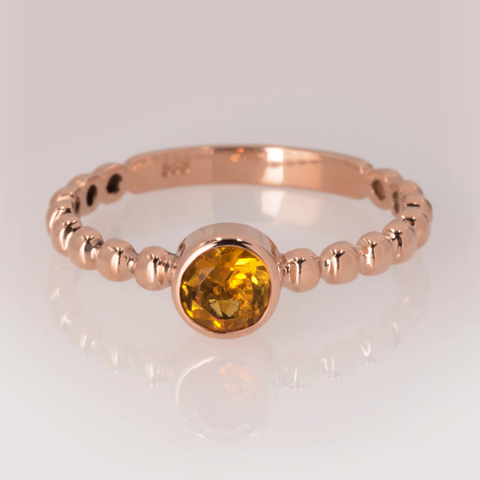 Rose Gold Solitaire Beaded Birthstone Ring — Rings from AntEva Crafts