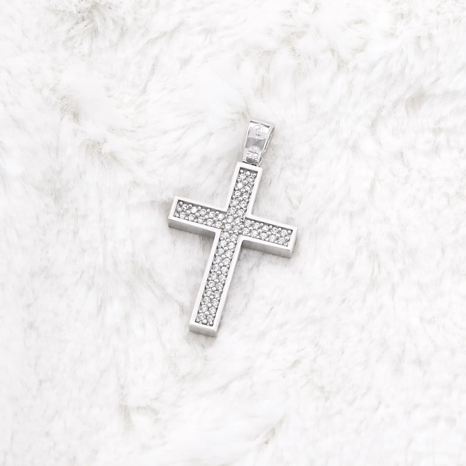 Zircon Cross White Gold Pendant β Pendants & charms from AntEva Crafts