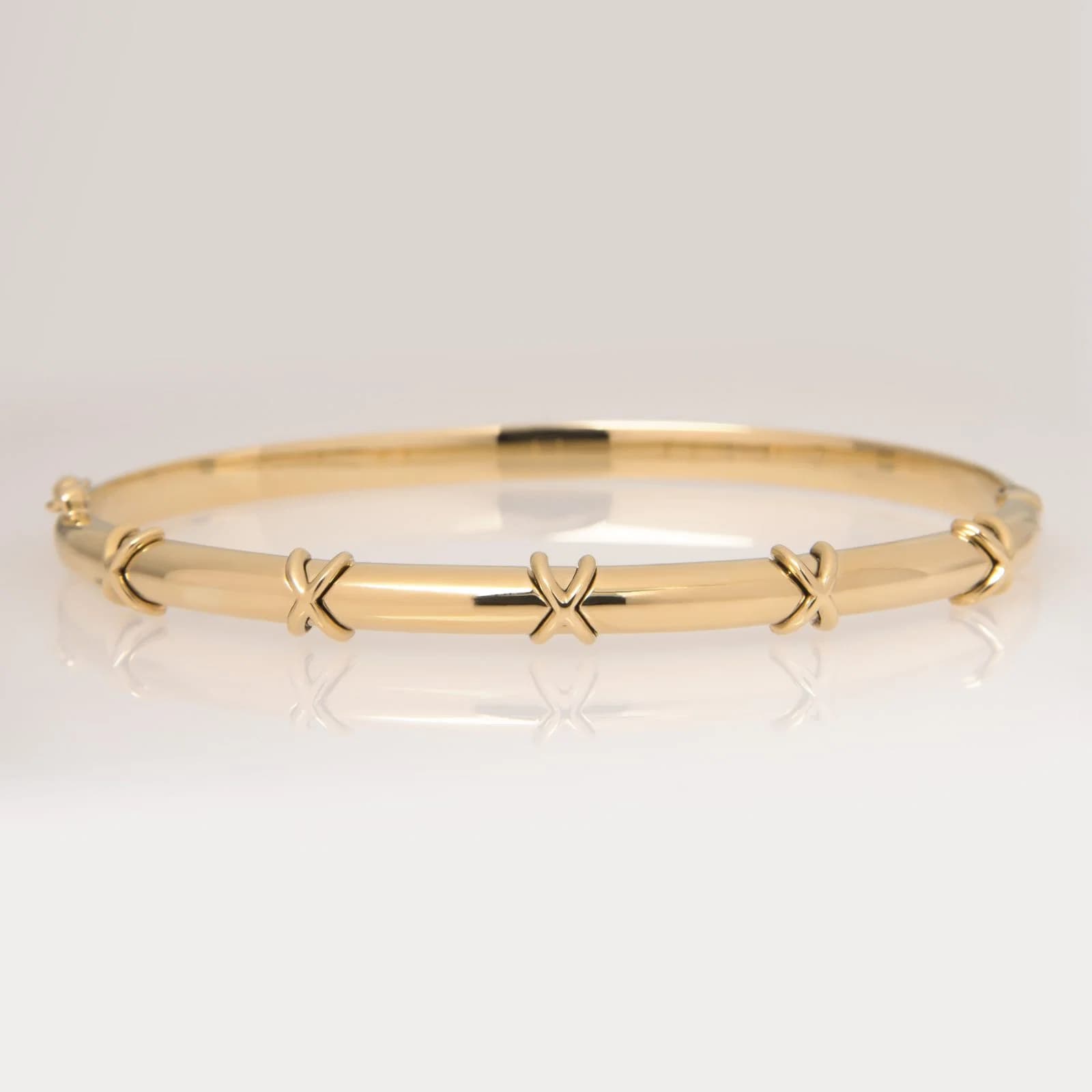 Oval Hinged Classic Bracelet with Small X Design — Bracelets from AntEva Crafts