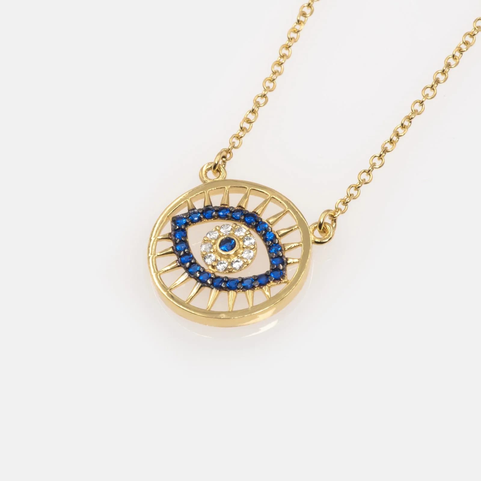 Evil Eye Blue Stone Chain Necklace — Necklaces from AntEva Crafts