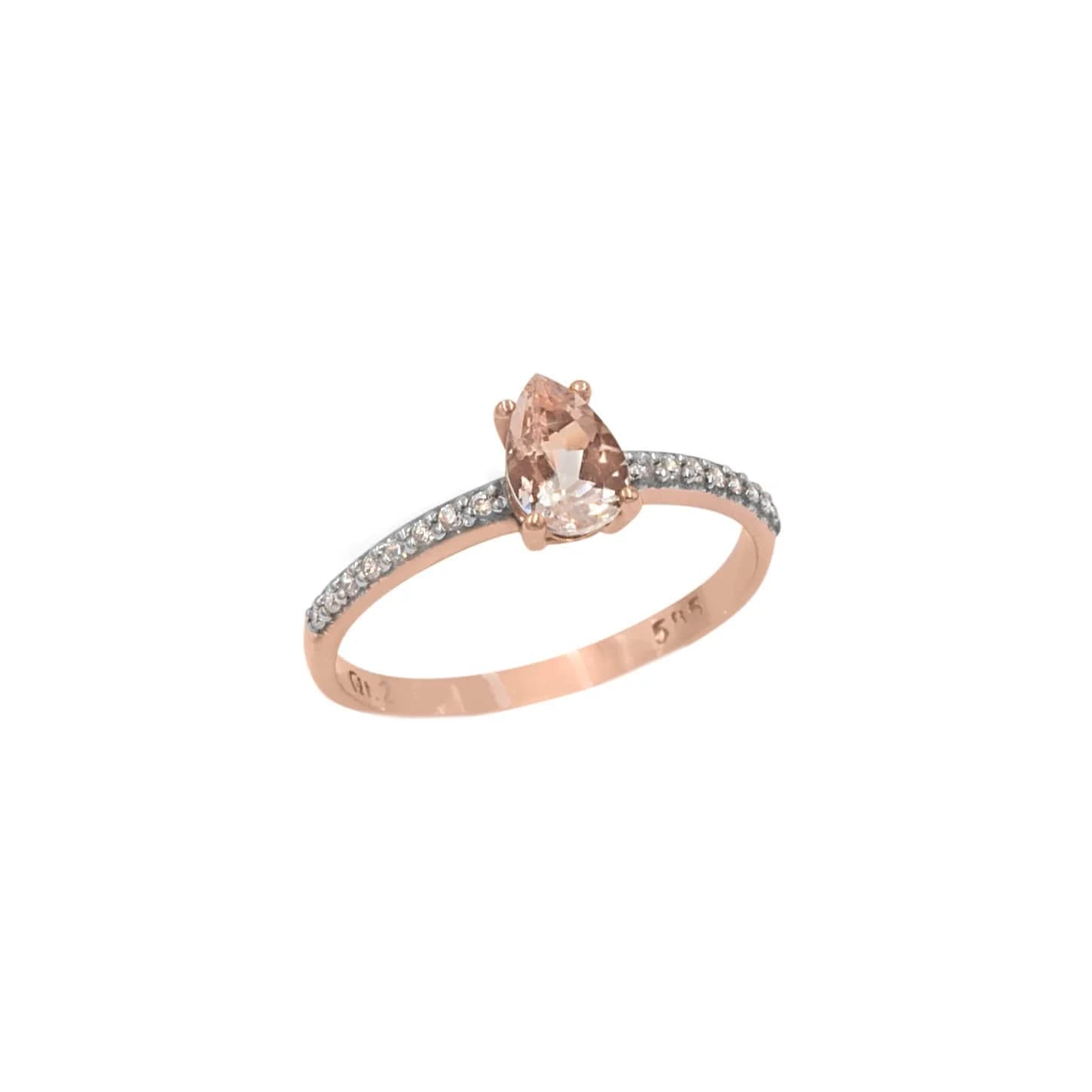 Morganite Ring with side stones — Rings from AntEva Crafts