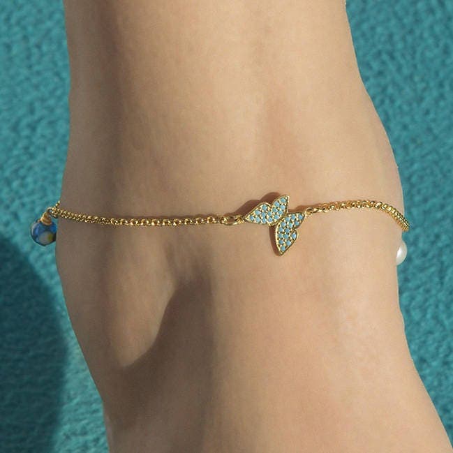 Silver Butterfly Anklet — Anklets from AntEva Crafts