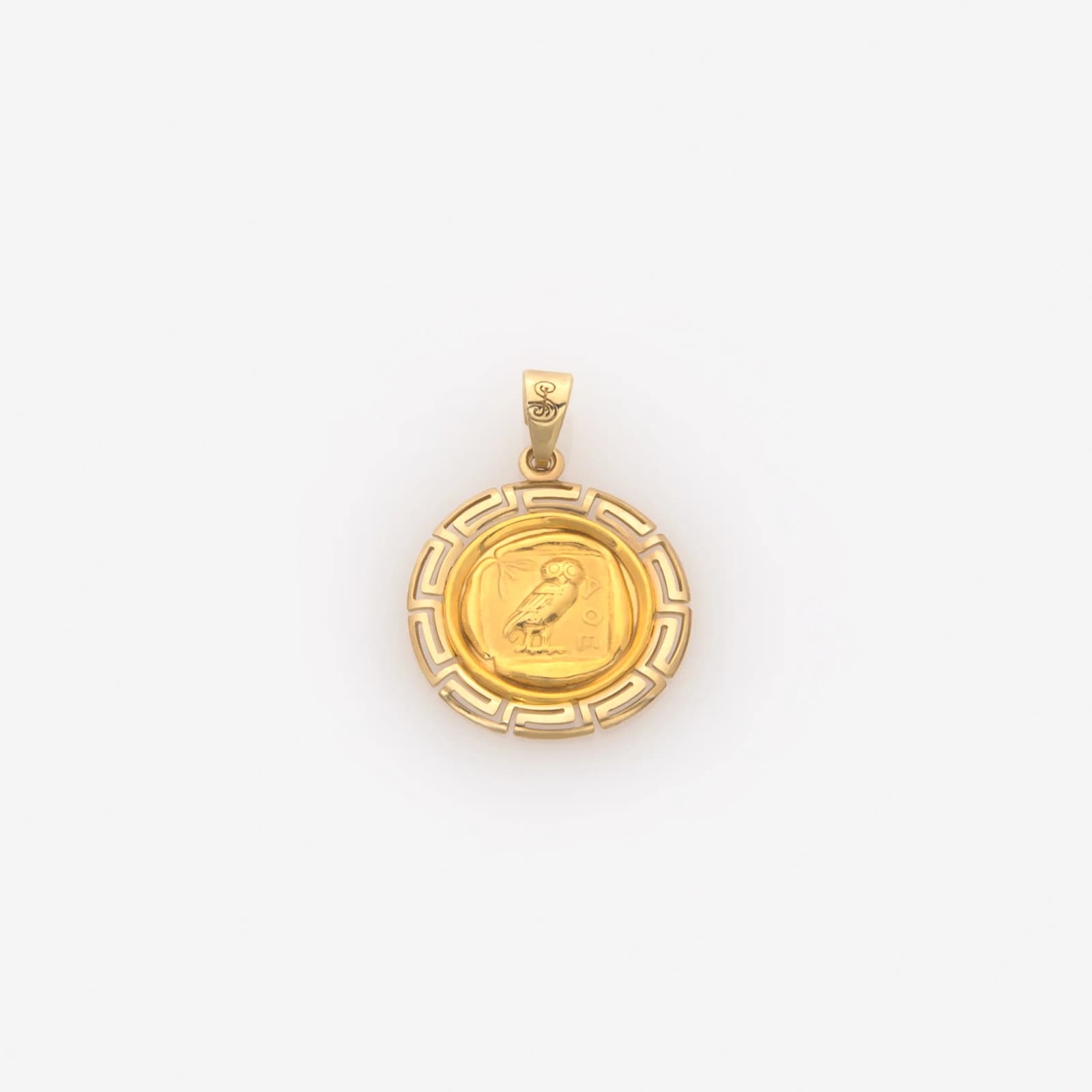 Round Athenian Owl Meander Pendant β Pendants & charms from AntEva Crafts
