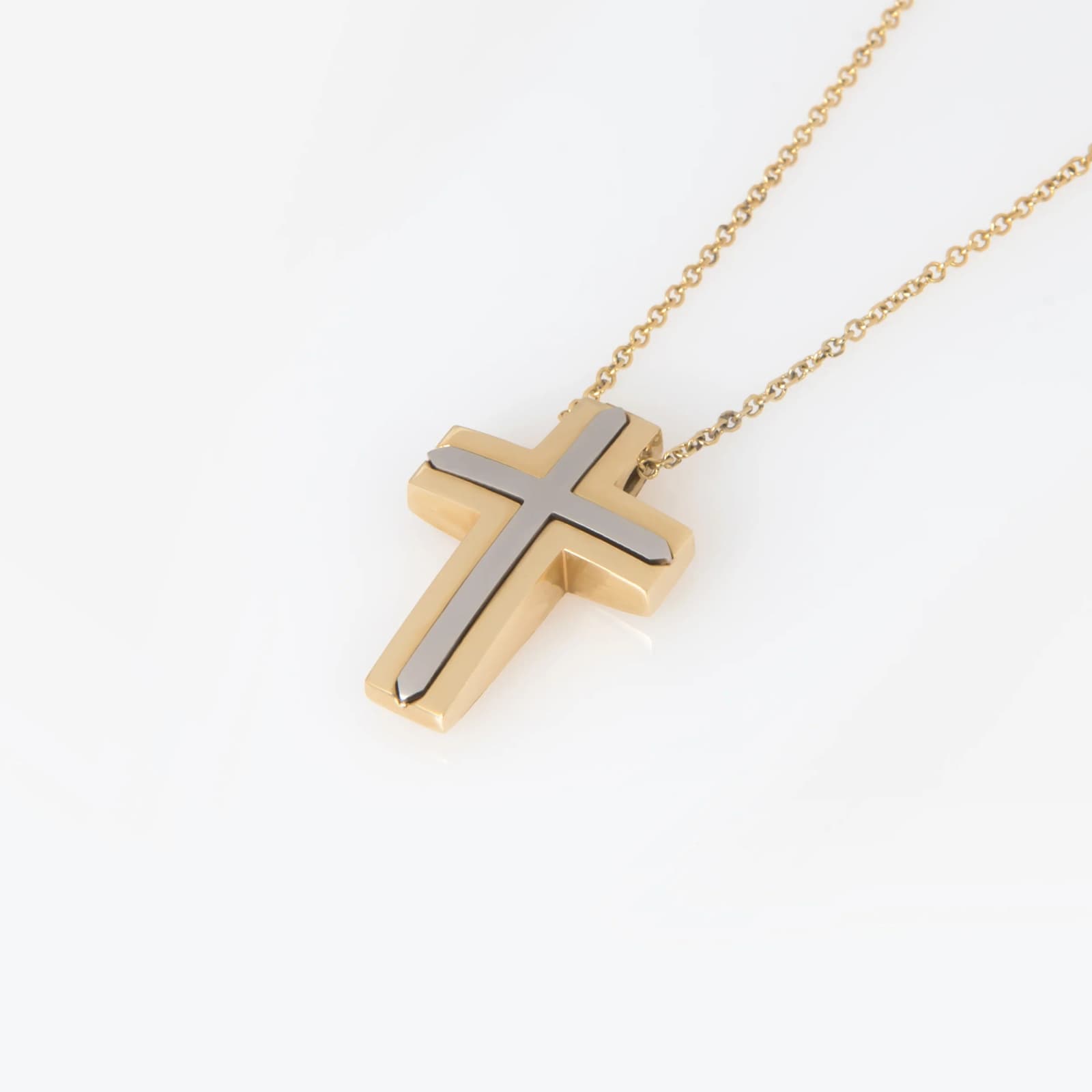 Two Tone Cross Pendant with chain — Necklaces from AntEva Crafts