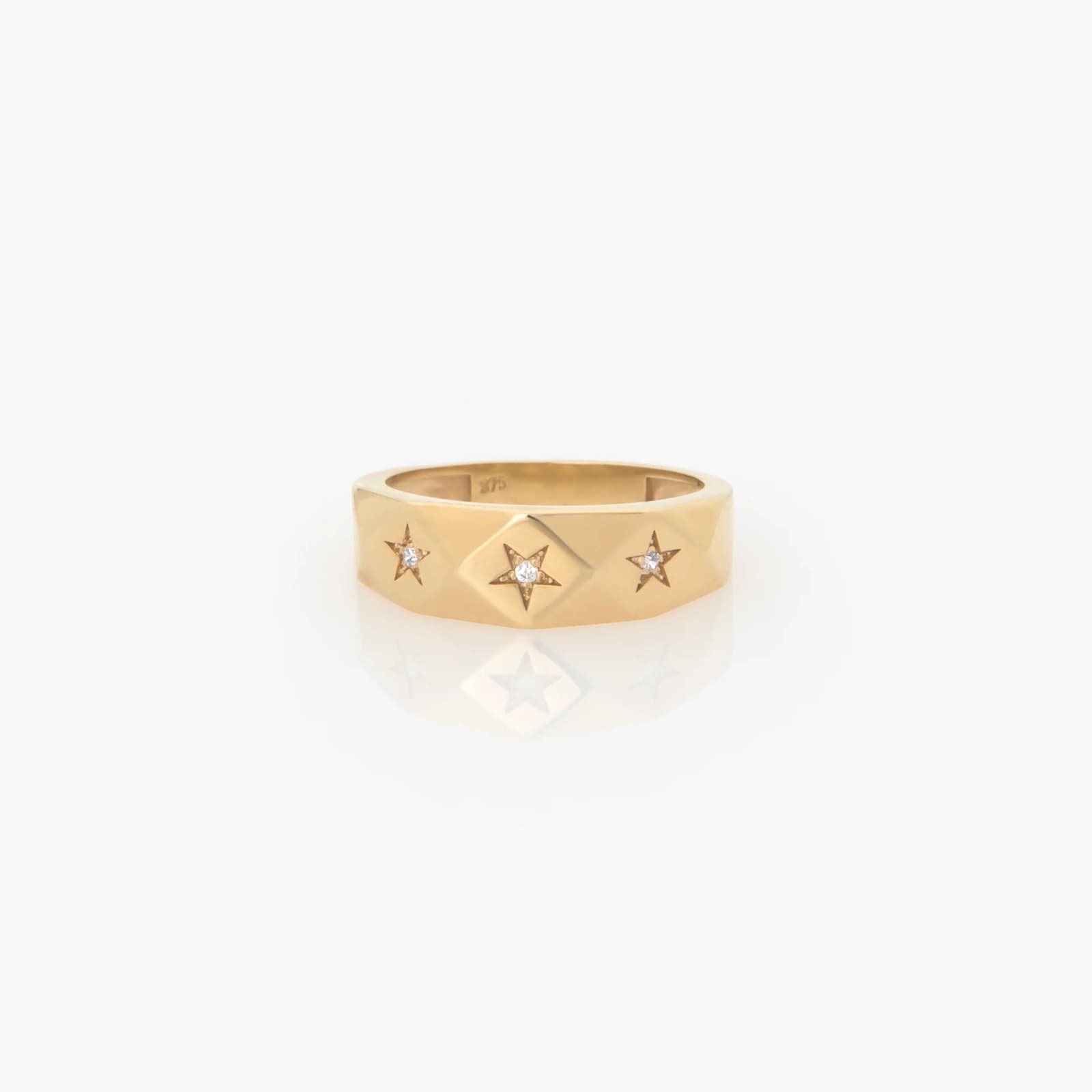 Diamond Cut Star Ring with 3 Diamonds β Rings from AntEva Crafts
