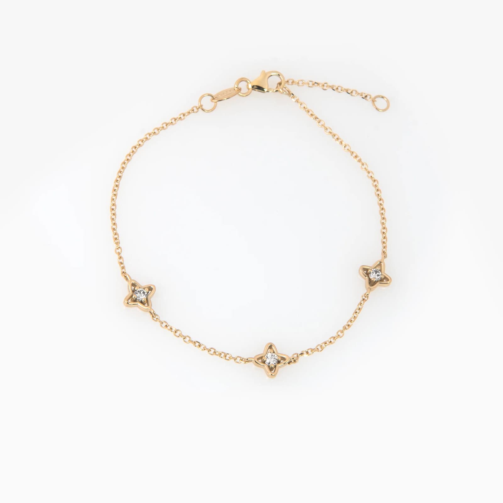 14K Gold Clover Diamond Station Bracelet β Triple Floral Lab-Grown Diamond Bracelet β Bracelets from AntEva Crafts