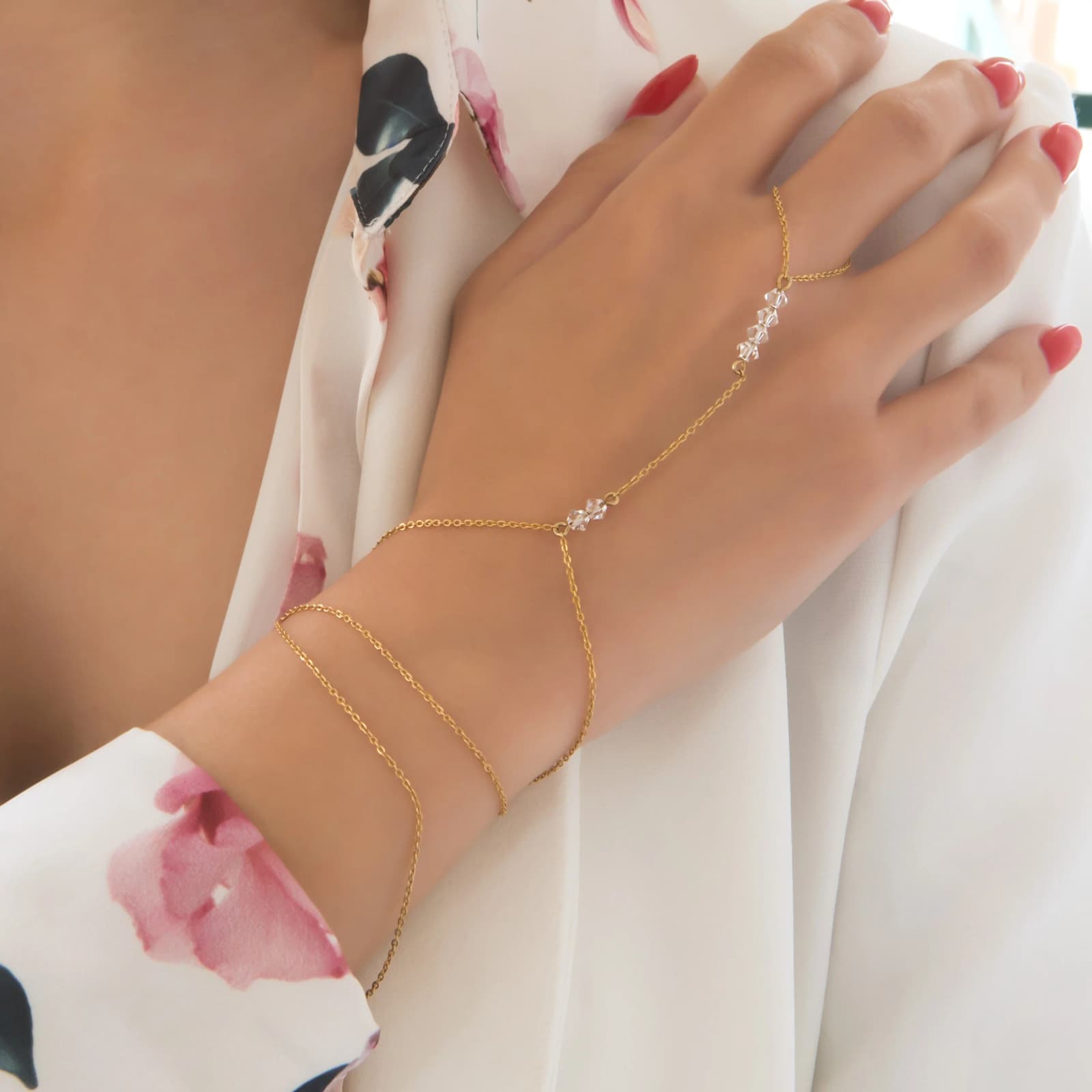 Two-in-One Swarovski Crystal Hand Chain and Necklace — Necklaces from AntEva Crafts