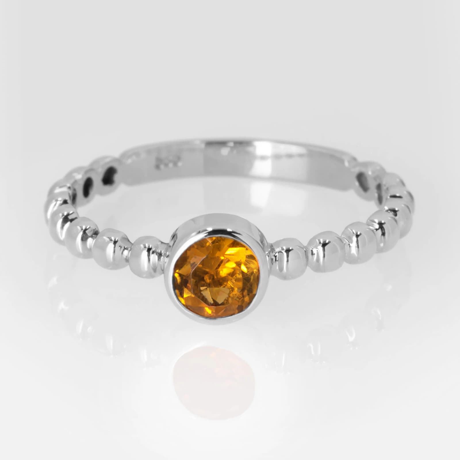 White Gold Solitaire Beaded Birthstone Ring β Rings from AntEva Crafts