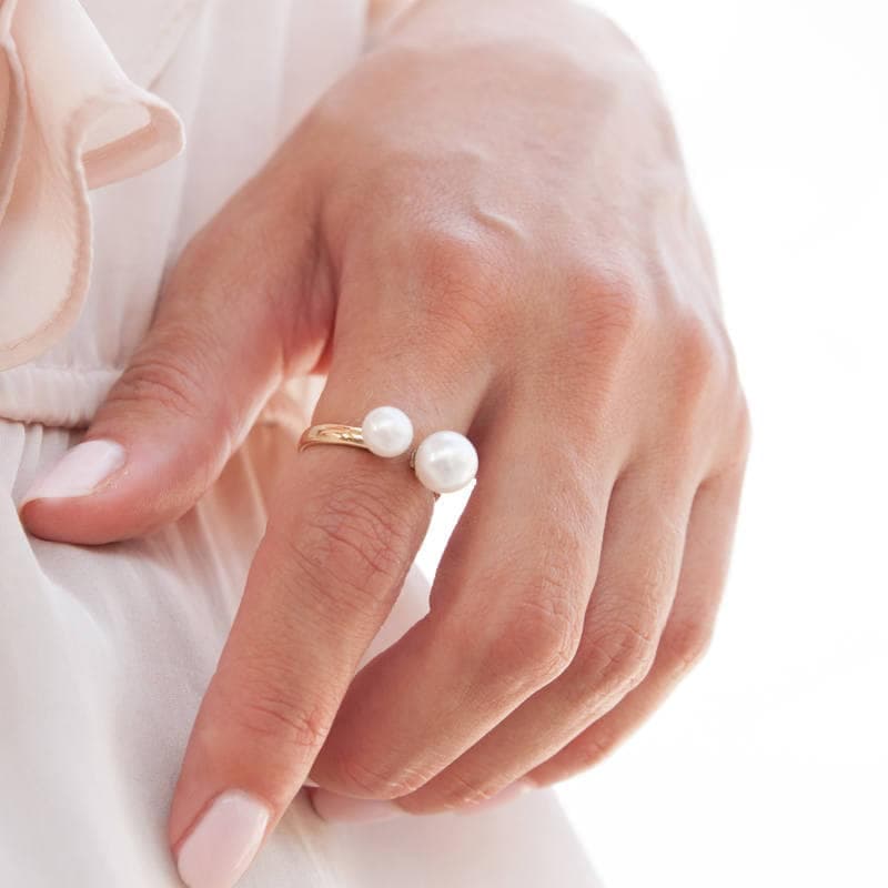 Open Double Pearl Ring β Rings from AntEva Crafts