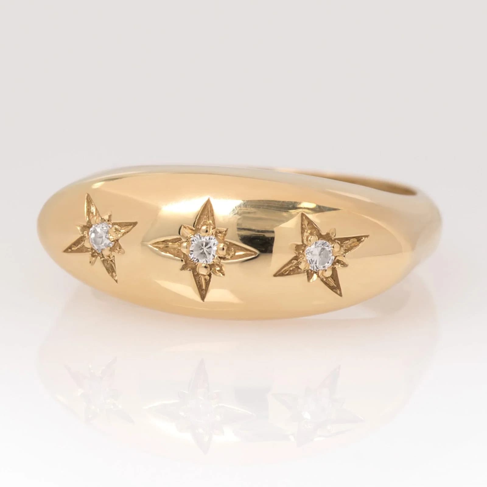 Diamond North Star Ring with 3 Diamonds β Rings from AntEva Crafts