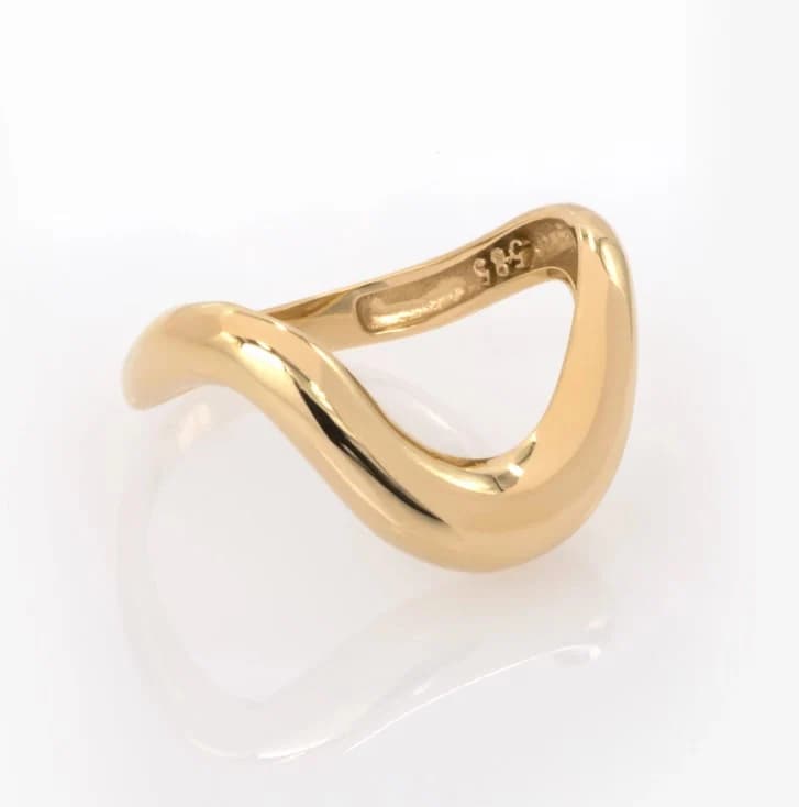 Asymmetrical Thick Wavy Gold Ring — Rings from AntEva Crafts