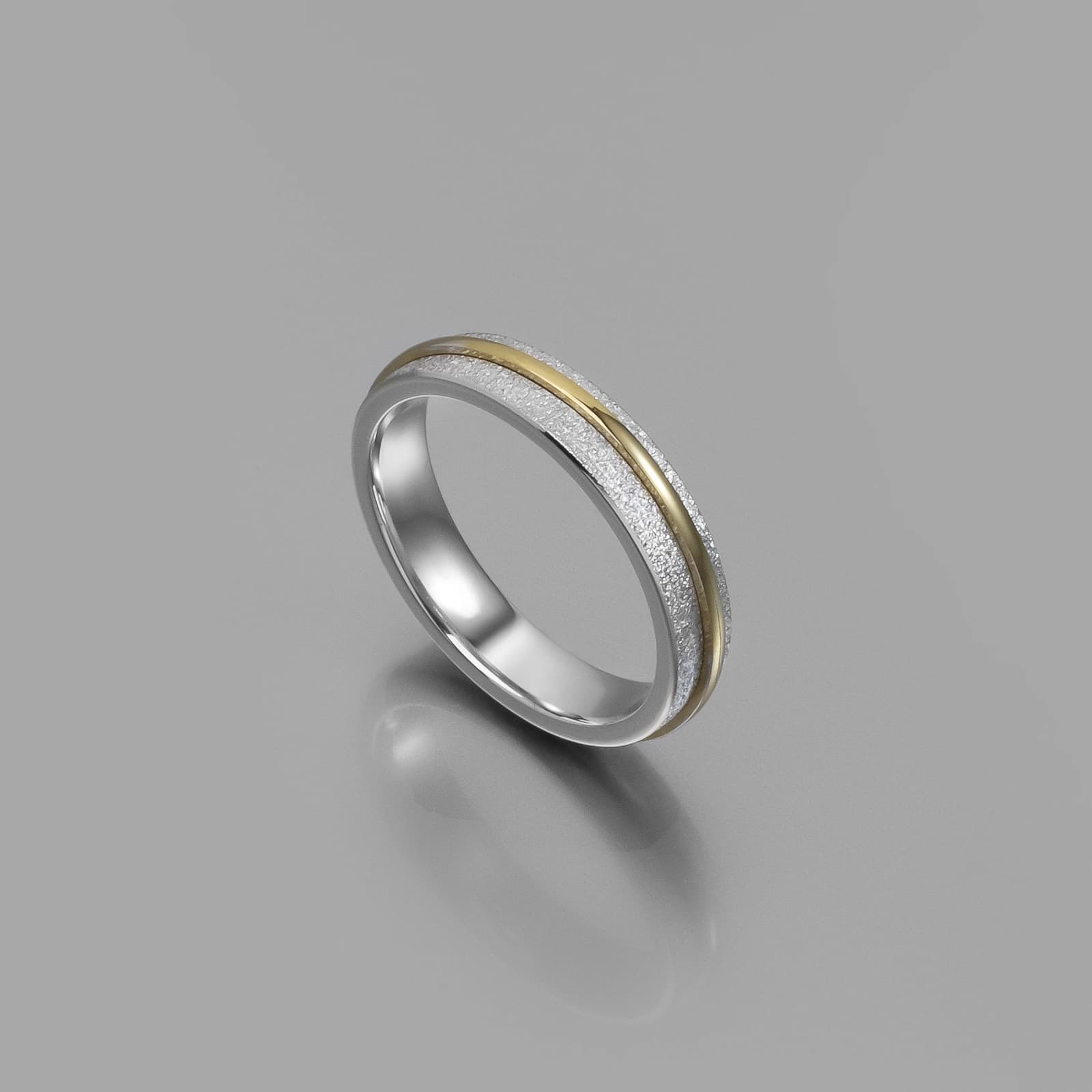 Sterling Silver & Solid Gold Mixed-Texture Wedding Band — Rings from AntEva Crafts