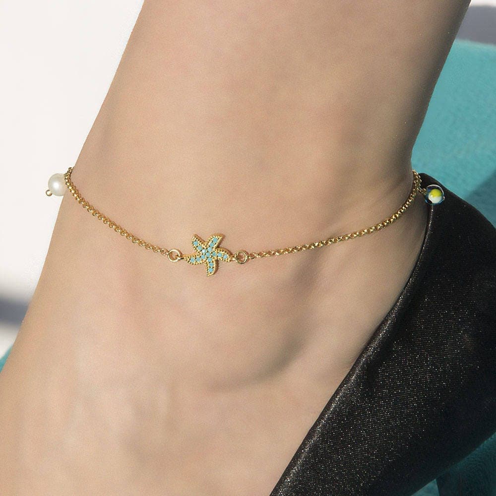 Silver Starfish Anklet — Anklets from AntEva Crafts