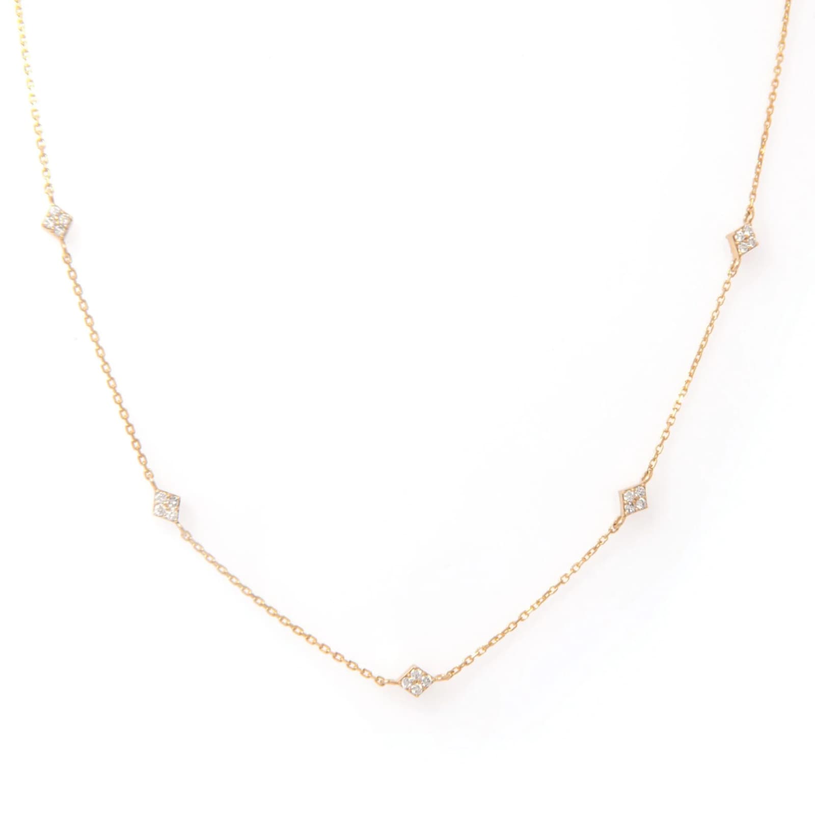 Diamond Station Necklace with 5 Marquise Design Charms β Necklaces from AntEva Crafts