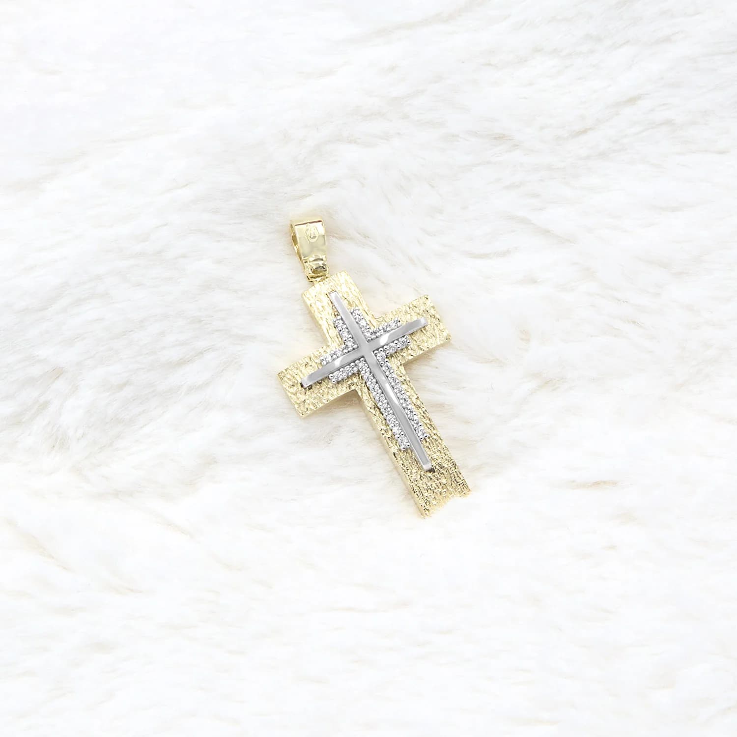 Matte Gold Zircon Cross Pendant — Pendants & charms from AntEva Crafts