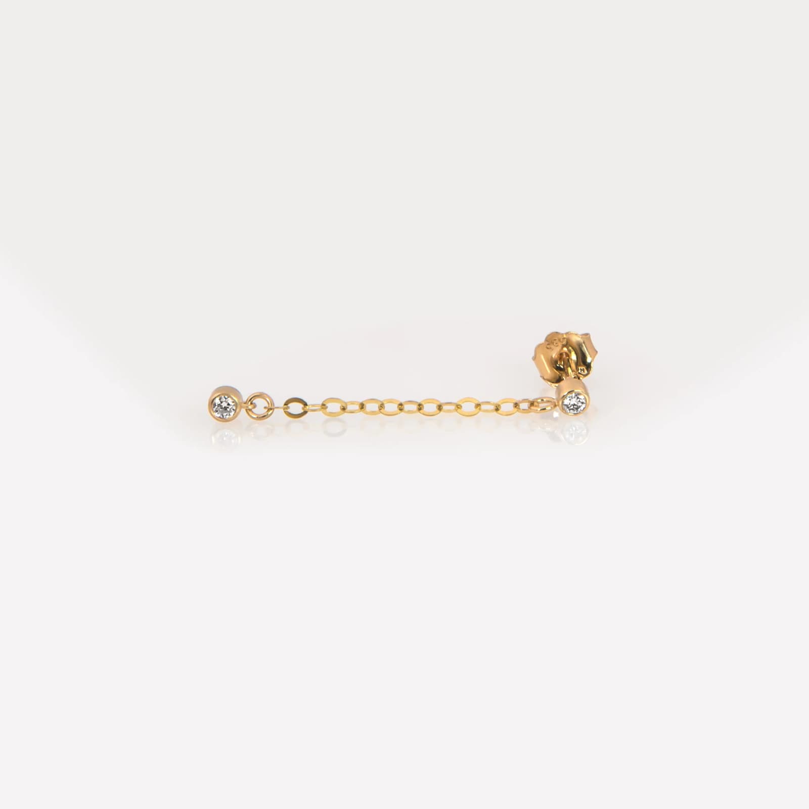 14K Solid Gold 2-Diamond Chain Drop Earrings β Lab-Grown Diamond Dangle Earrings β Earrings from AntEva Crafts