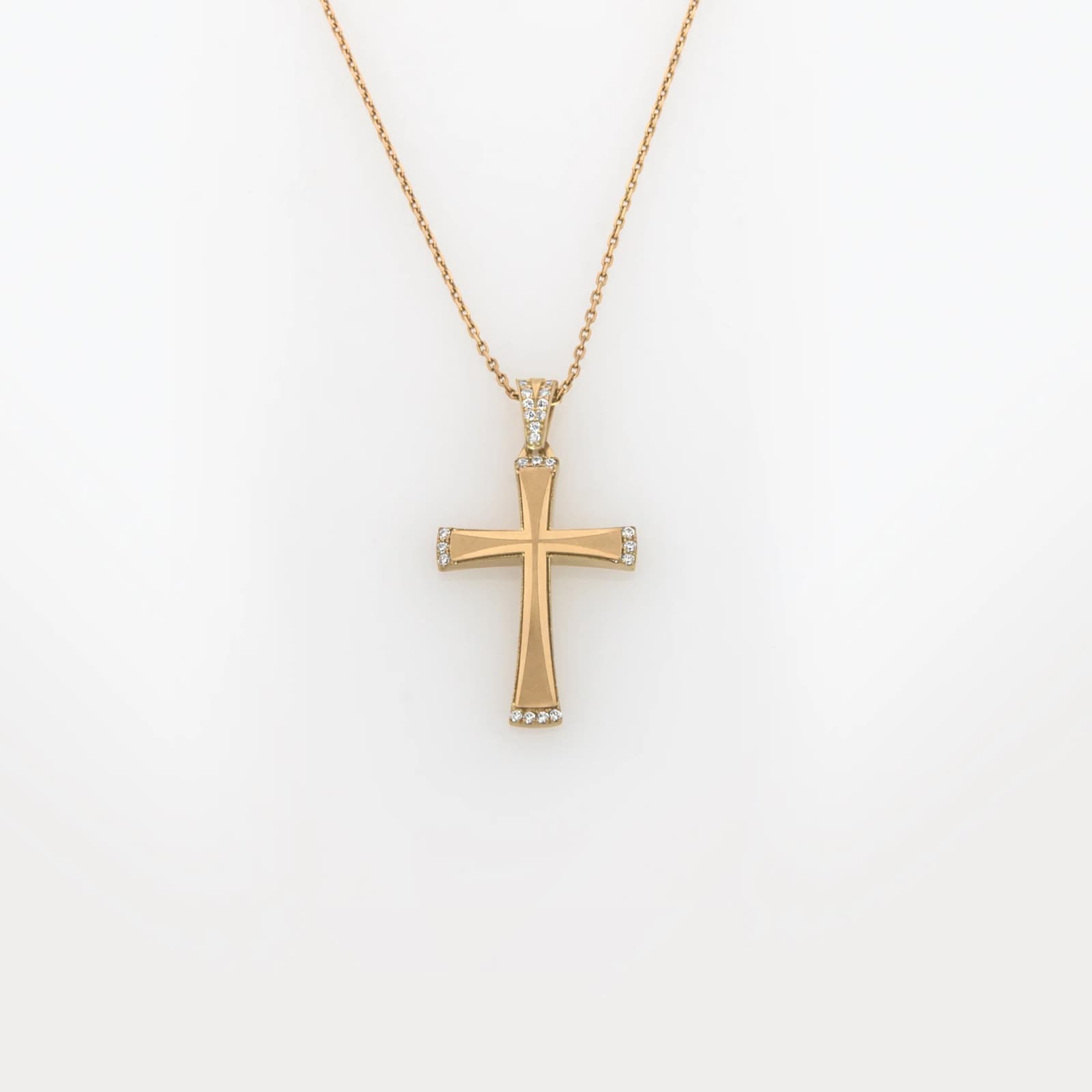 Yellow Gold 9k Cross Pendant with White Cubic Zirconia - Dual Finish β Pendants & charms from AntEva Crafts