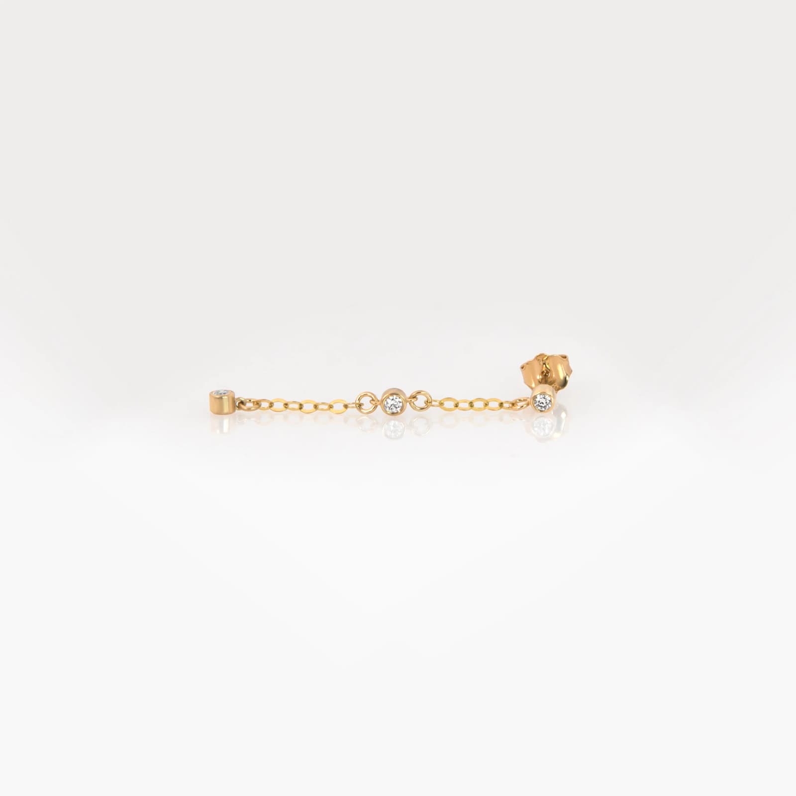 14K Solid Gold Diamond Chain Drop Earrings β 3 Lab-Grown Diamond Dangle Earrings β Earrings from AntEva Crafts