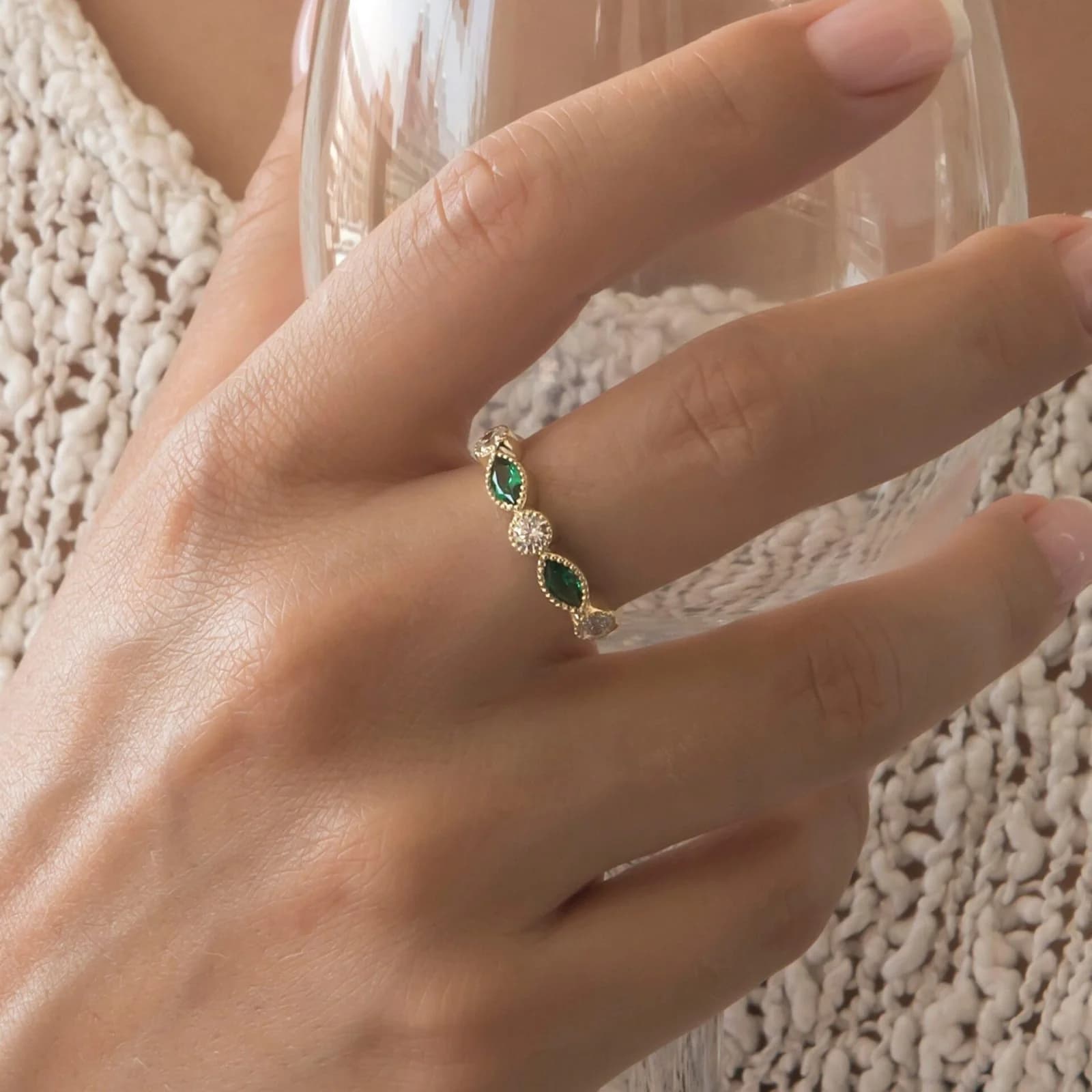 Milgrain Half Eternity Ring — Rings from AntEva Crafts