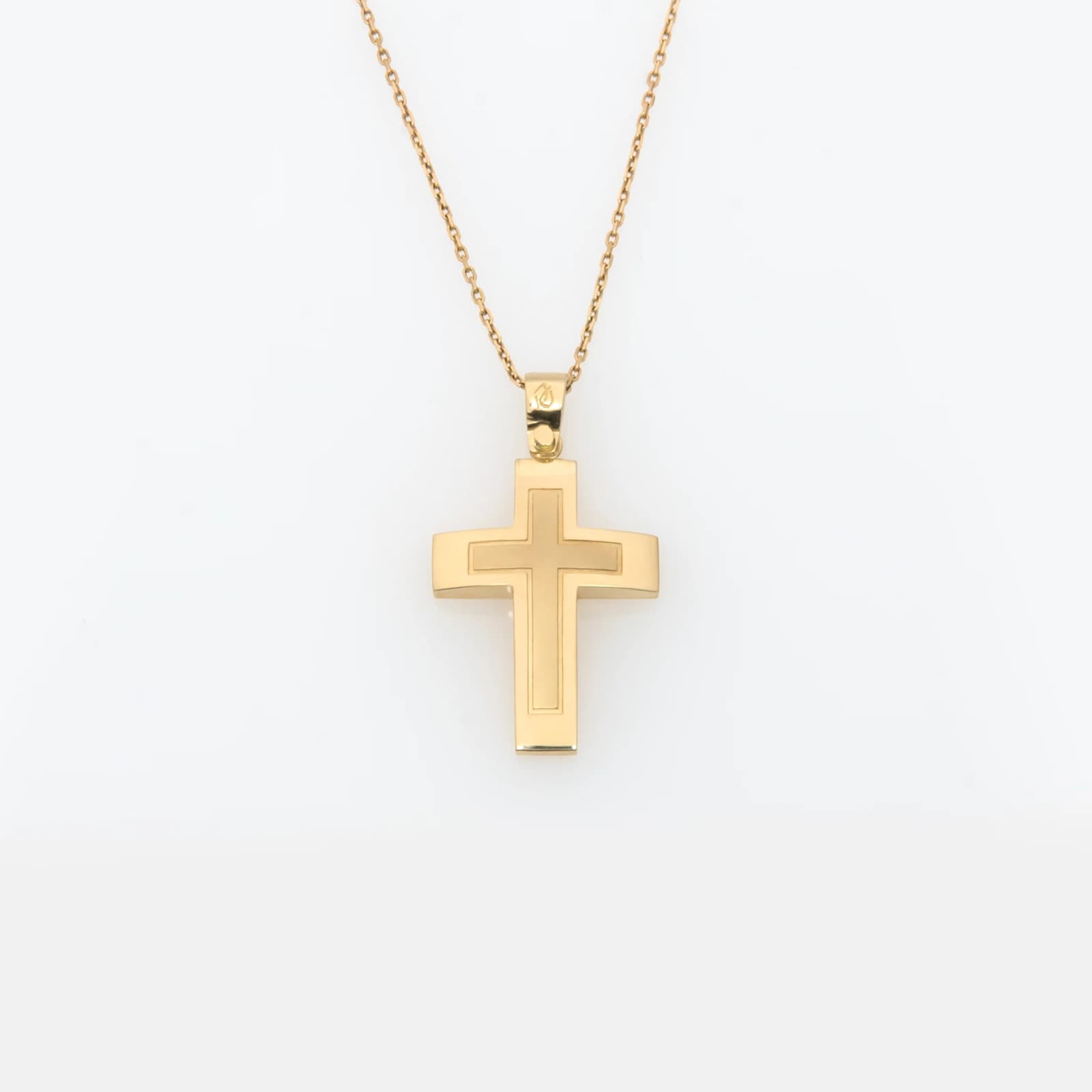 Yellow Gold 14K Curved Cross Pendant Polished & Matte Finish β Pendants & charms from AntEva Crafts