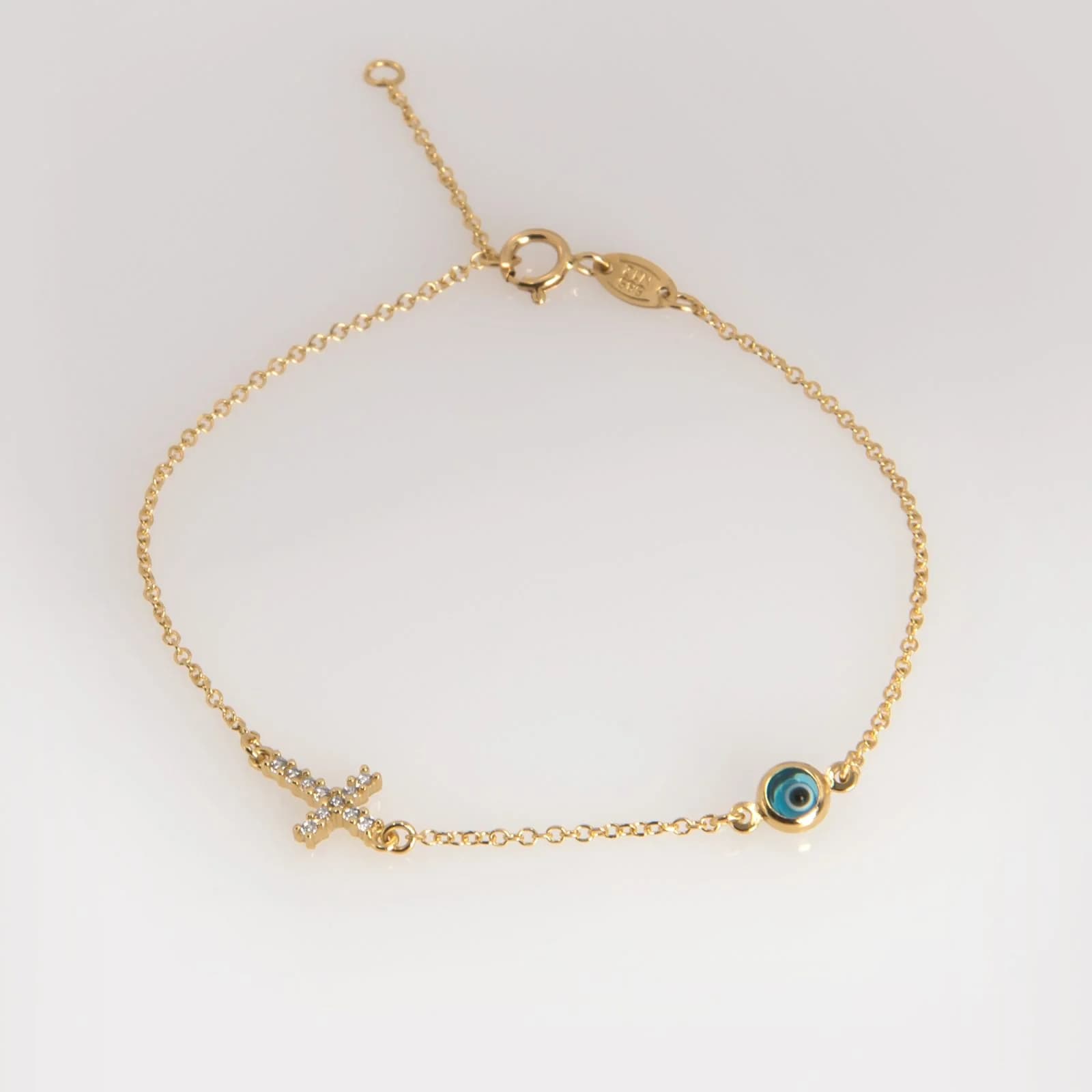 Evil Eye Cross Chain Bracelet — Bracelets from AntEva Crafts