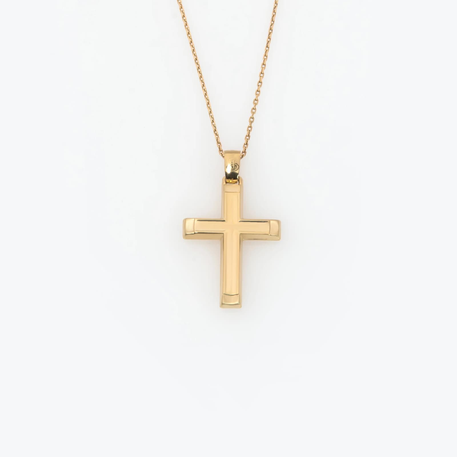 Yellow Gold 9K Double Sided Cross Pendant with Dual Finish & Baptism Engravin — Pendants & charms from AntEva Crafts