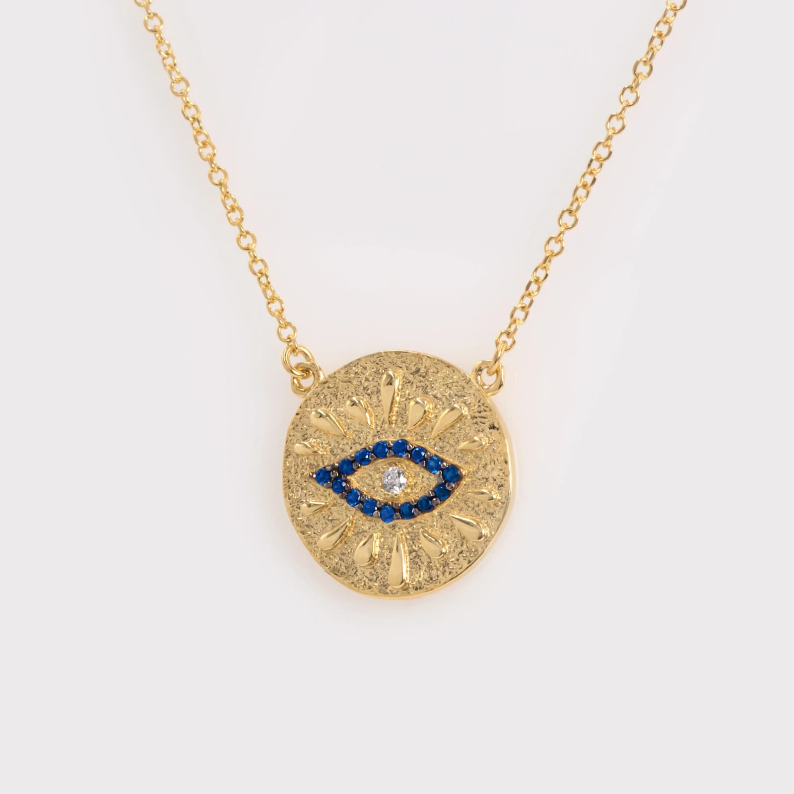 Evil Eye Matte Circle Necklace — Necklaces from AntEva Crafts