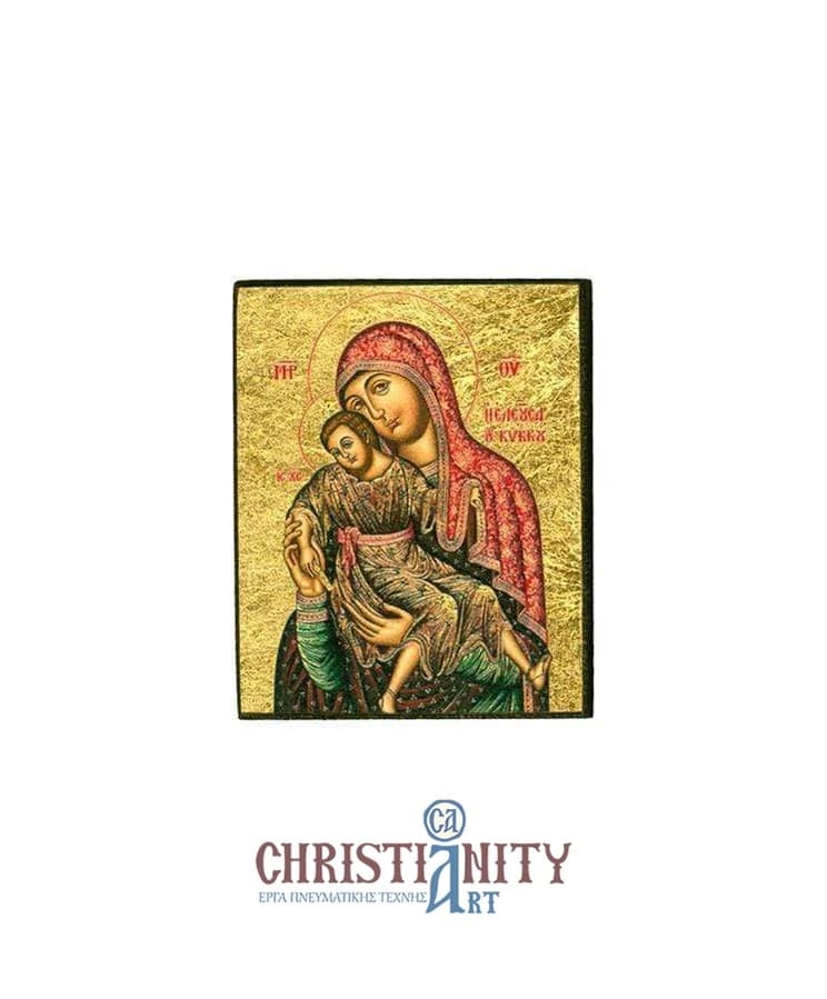Our Lady Theotokos Eleusa - Magnetic image on wood - Mount Athos — Paintings from Christianity Art