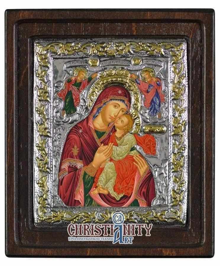 Virgin Mary Glykilisousa - Silver image on wood, locally gilded - Mount Athos — Wall reliefs from Christianity Art