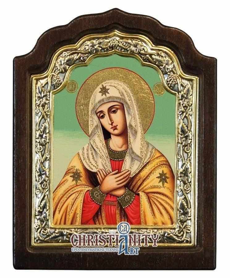 Virgin Mary Deomeni - Silver image in wood, locally gilded - Mount Athos — Wall reliefs from Christianity Art