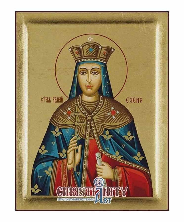 Saint Helena - Excavated wooden image on canvas with gold background - Mount Athos — Paintings from Christianity Art