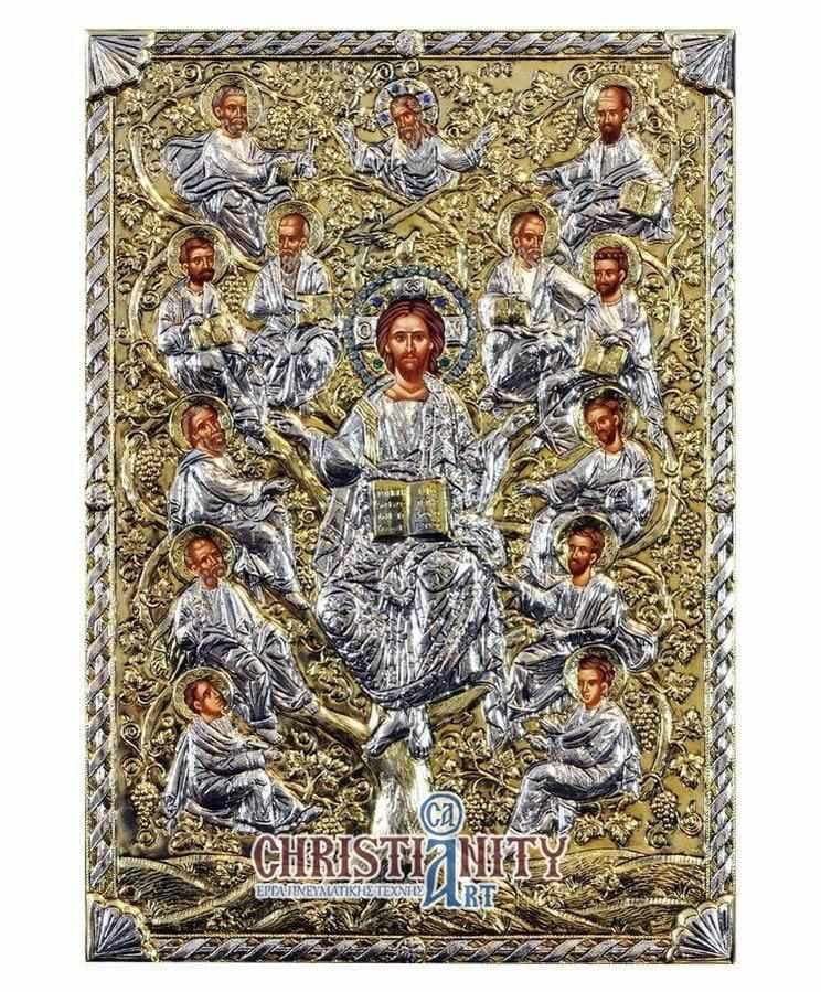 The Vineyard - Silver image in wood, locally gilded - Mount Athos — Wall reliefs from Christianity Art