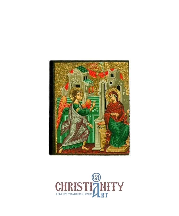 The Annunciation of the Virgin - Magnetic image on wood - Mount Athos — Paintings from Christianity Art