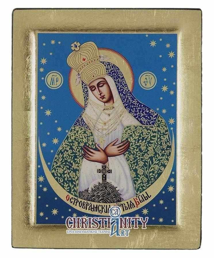 Virgin Mary Deomeni - Engraved wooden image on canvas with golden background - Mount Athos — Paintings from Christianity Art