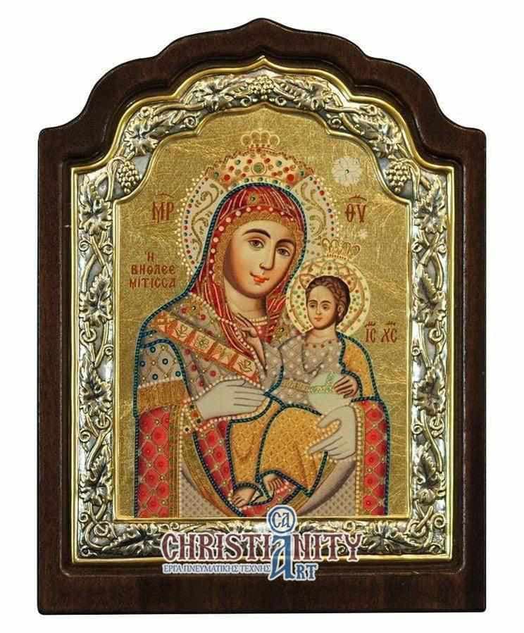 Virgin Mary Bethlehemtis - Silver image on wood, locally gilded - Mount Athos — Wall reliefs from Christianity Art