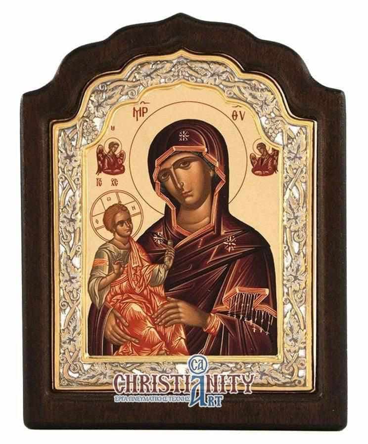 Virgin Mary Guide - Silver image in wood, locally gilded - Mount Athos — Wall reliefs from Christianity Art