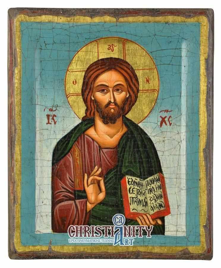 Christ the Wisdom of God - Handmade icon of hagiography on aged wood - Mount Athos — Paintings from Christianity Art